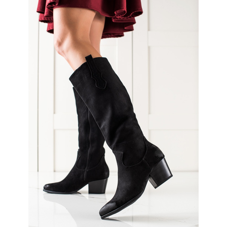 Bottes confortables en daim VINCEZA le noir 1