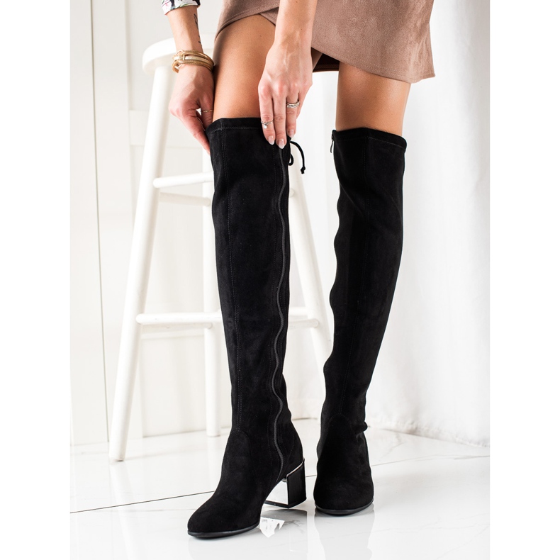 Goodin Cuissardes élégantes à talons hauts le noir 1