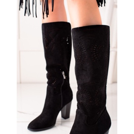 TRENDI Bottes ajourées à la mode le noir 1