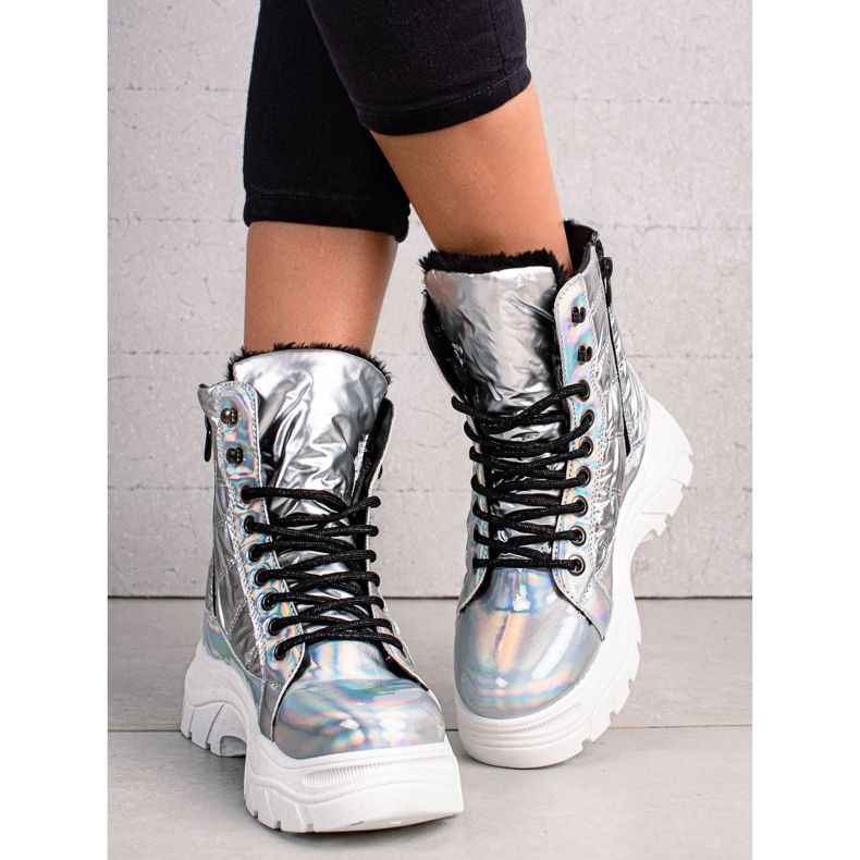 Boots argentées sur la plateforme VINCEZA 1