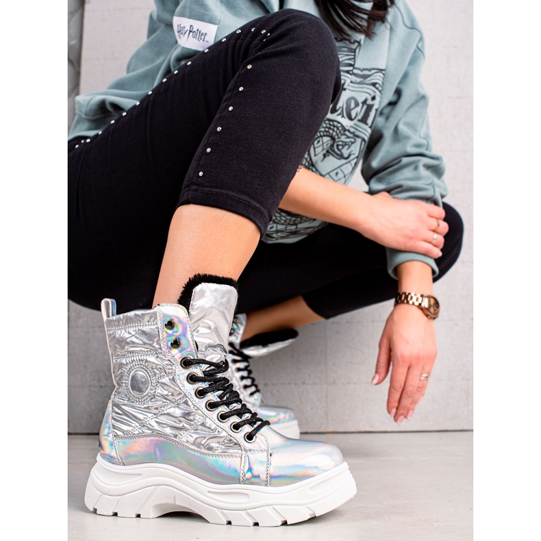 Boots argentées sur la plateforme VINCEZA 2