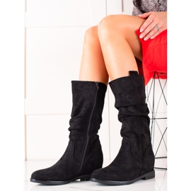 Renda Bottes compensées en daim le noir 2