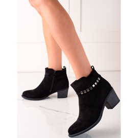 TRENDI Bottines en daim avec ceinture décorative le noir 3