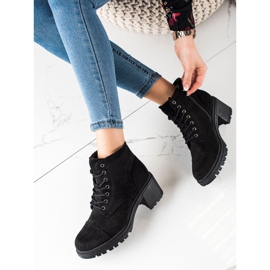 TRENDI Bottes à lacets confortables le noir 1