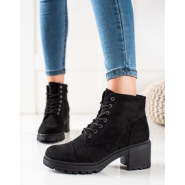 TRENDI Bottes à lacets confortables le noir 2