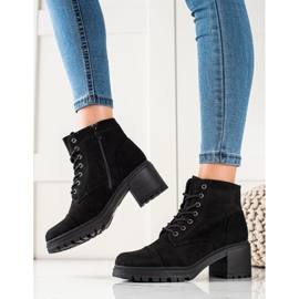 TRENDI Bottes à lacets confortables le noir 3