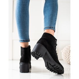 TRENDI Bottes à lacets confortables le noir 4