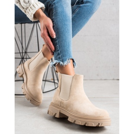 TRENDI Bottines Chelsea en daim sur la plate-forme beige 2