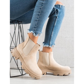 TRENDI Bottines Chelsea en daim sur la plate-forme beige 1
