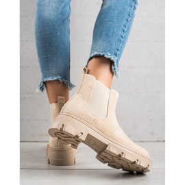 TRENDI Bottines Chelsea en daim sur la plate-forme beige 3