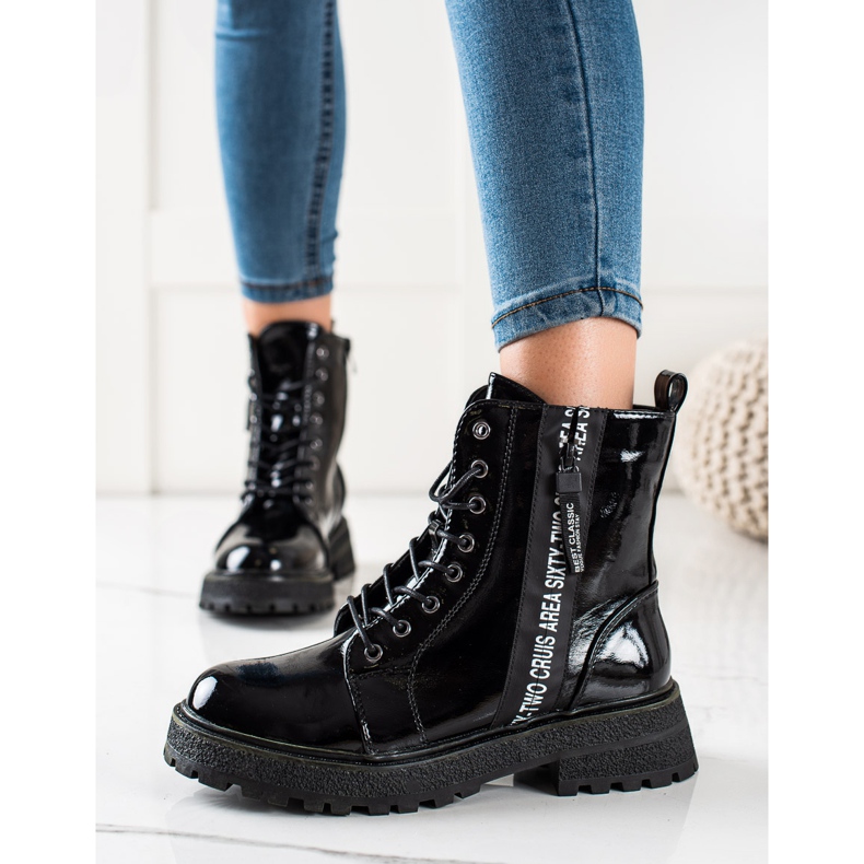 Goodin Sacs laqués avec une fermeture éclair décorative le noir 1