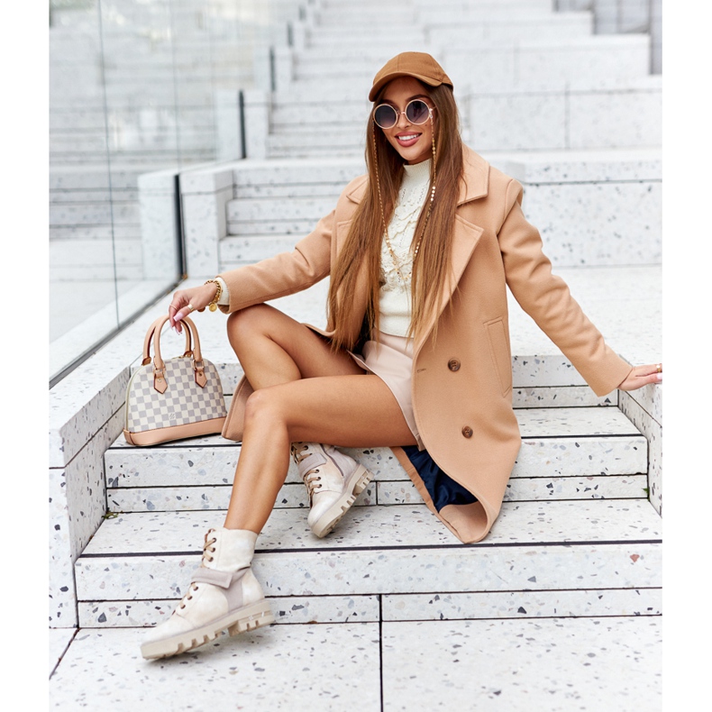 Bottes de Travailleurs en Cuir Beige Maciejka 05219-04 2