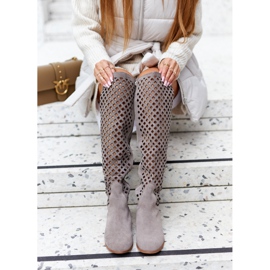 PA2 Bottes en daim à motif ajouré Pointe marron clair brun 5