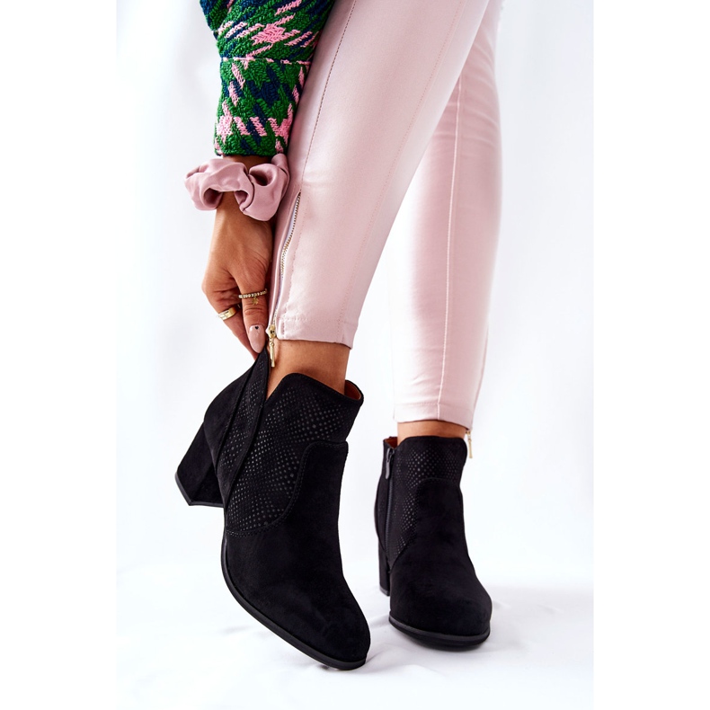 PE1 Bottes en daim noires à talon Elisea le noir 1