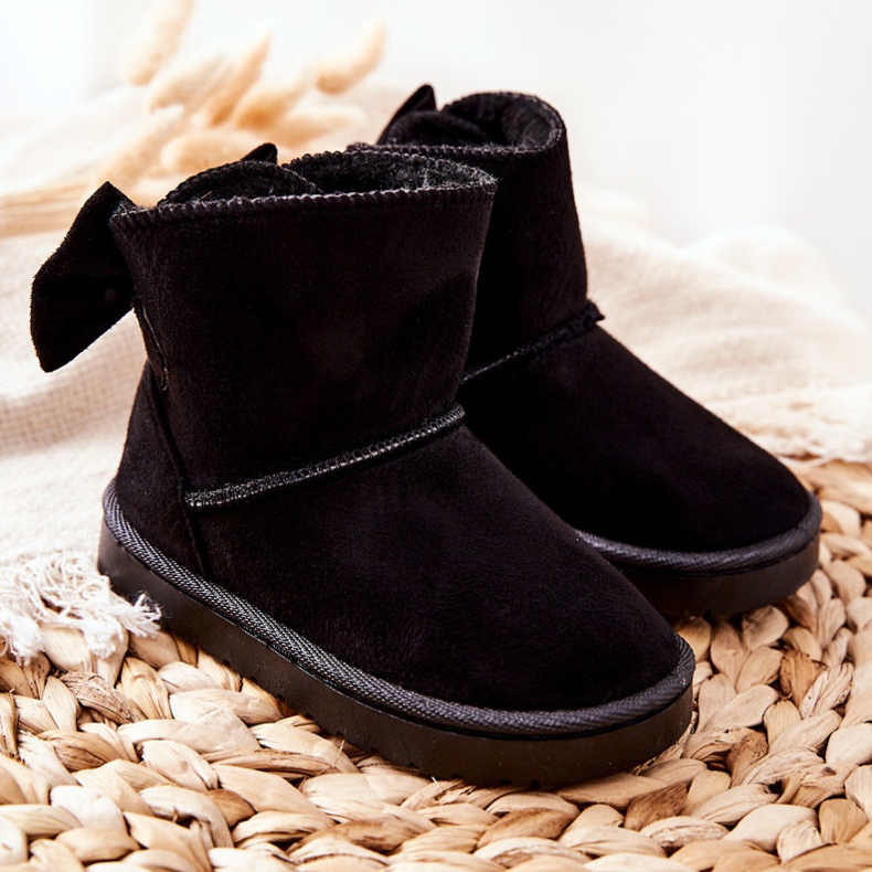 Bottes de neige chaudes noires Lolila pour enfants avec un nœud le noir 1