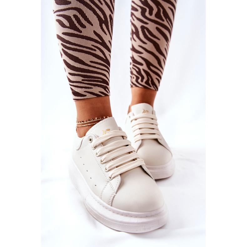 Chaussures de sport en cuir sur plate-forme Lemmy beige 1