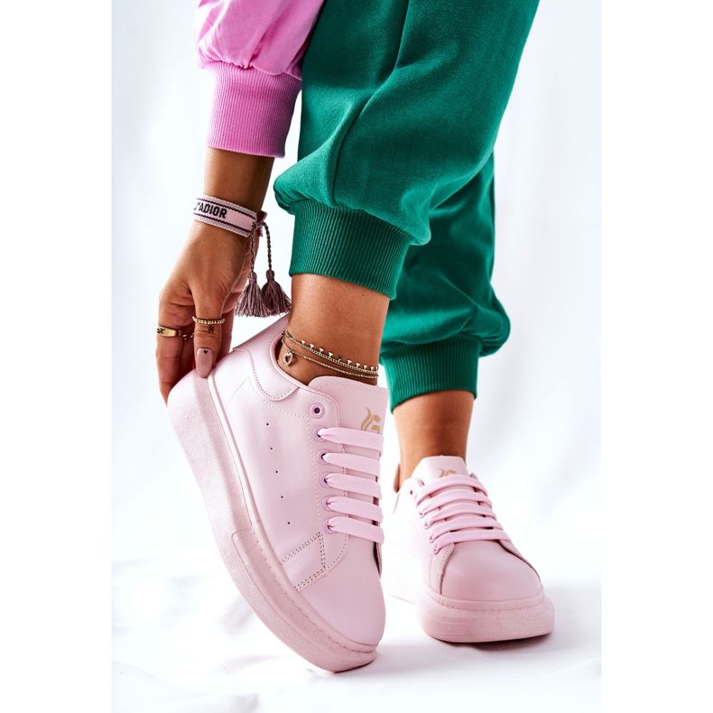 Chaussures de sport en cuir sur la plate-forme rose Lemmy 2