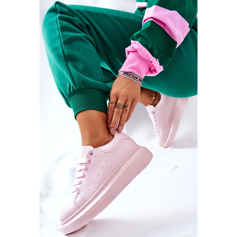 Chaussures de sport en cuir sur la plate-forme rose Lemmy 1