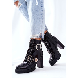 Bottines Laquées On A Bar Flaris Noires Avec Boucle le noir 5