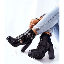 Bottines Laquées On A Bar Flaris Noires Avec Boucle le noir 7