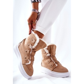 Bottes chaudes beiges Hoppy avec fourrure kaki 2 Bottes chaudes beiges Hoppy avec fourrure kaki 2