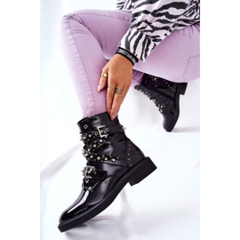 Boots Laquées à Bandes de Lorist Noir 1