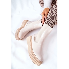 Bottines Hautes Laquées Sur Plateforme Sereia Beige 2