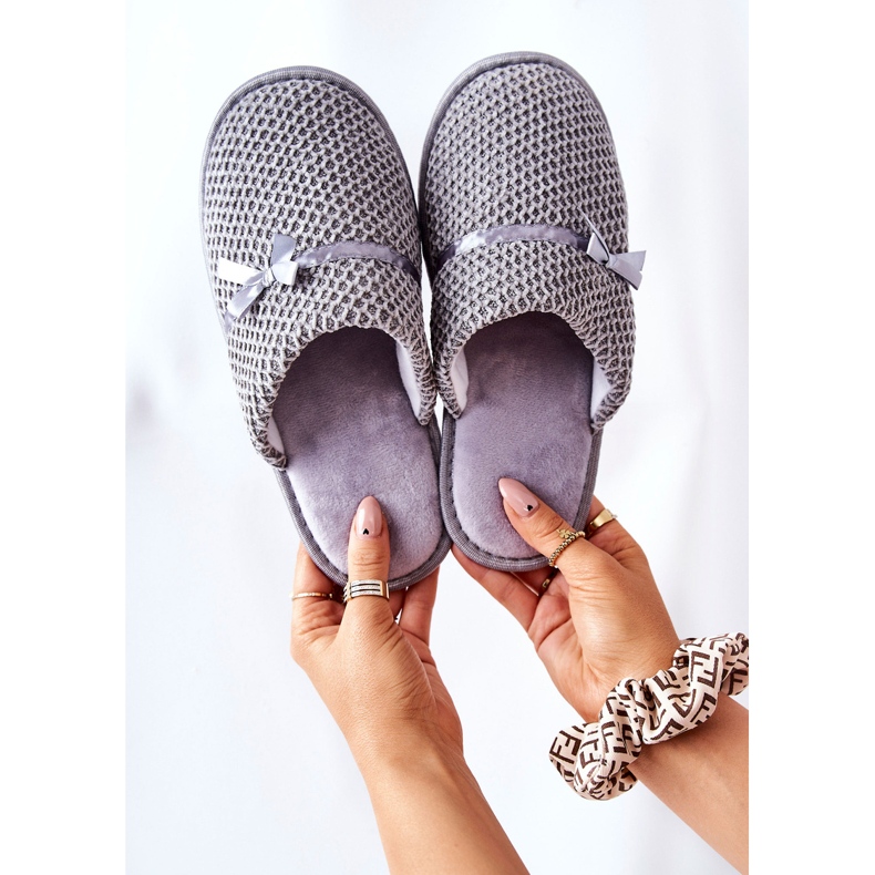 Chaussons Femme Nœud Gris Evira 2 Chaussons Femme Nœud Gris Evira 2