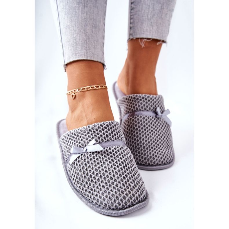 Chaussons Femme Nœud Gris Evira 1 Chaussons Femme Nœud Gris Evira 1