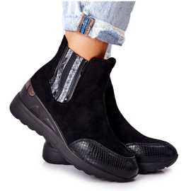 PE1 Bottes compensées en daim noires Manakel le noir 5