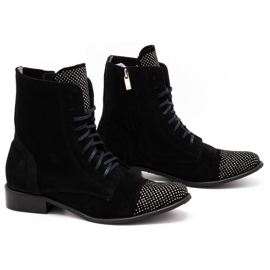 Exquisite Bottines femme en cuir à sequins 1259EX noir le noir 2