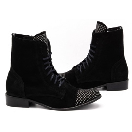 Exquisite Bottines femme en cuir à sequins 1259EX noir le noir 4