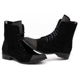 Exquisite Bottines femme en cuir à sequins 1259EX noir le noir 5