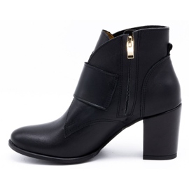 Exquisite Bottines femme en cuir avec boucle à talon haut 1262EX noir 1