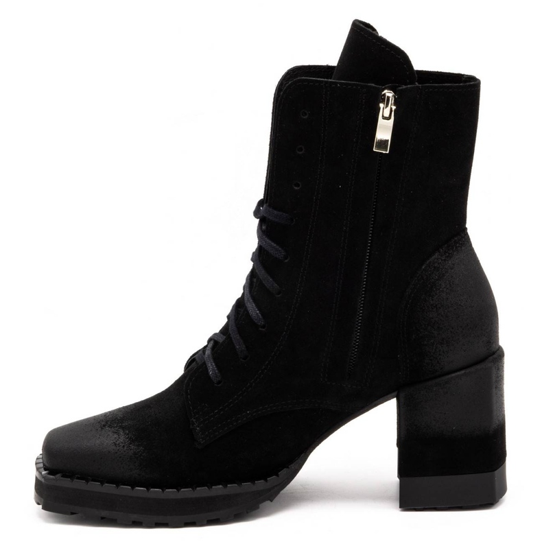 Exquisite Bottines en cuir pour femmes à talons hauts 1287EX noir le noir 1