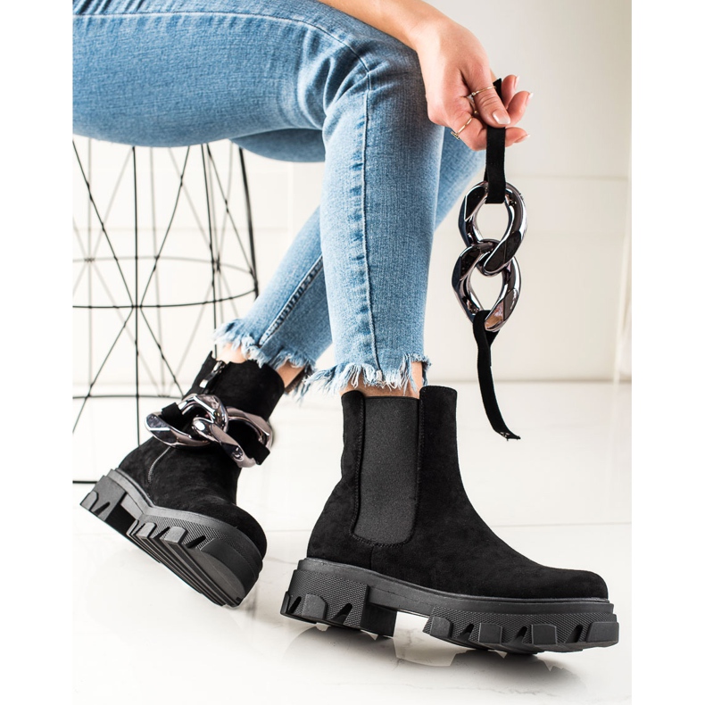 Boots en daim sur la plateforme S. Barski le noir 1