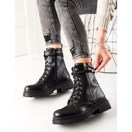 Sixth Sense Trapeur de bottes noires avec cuir écologique le noir 1