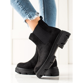 TRENDI Bottines Chelsea en daim sur la plate-forme le noir 2