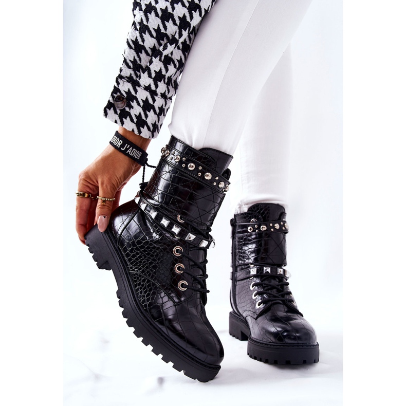 PG1 Bottes chaudes noires Nephele Workers avec clous le noir 1