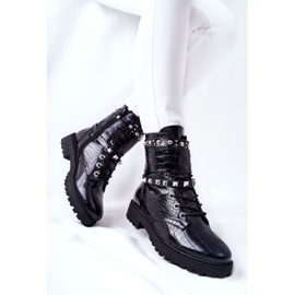 PG1 Bottes chaudes noires Nephele Workers avec clous le noir 8