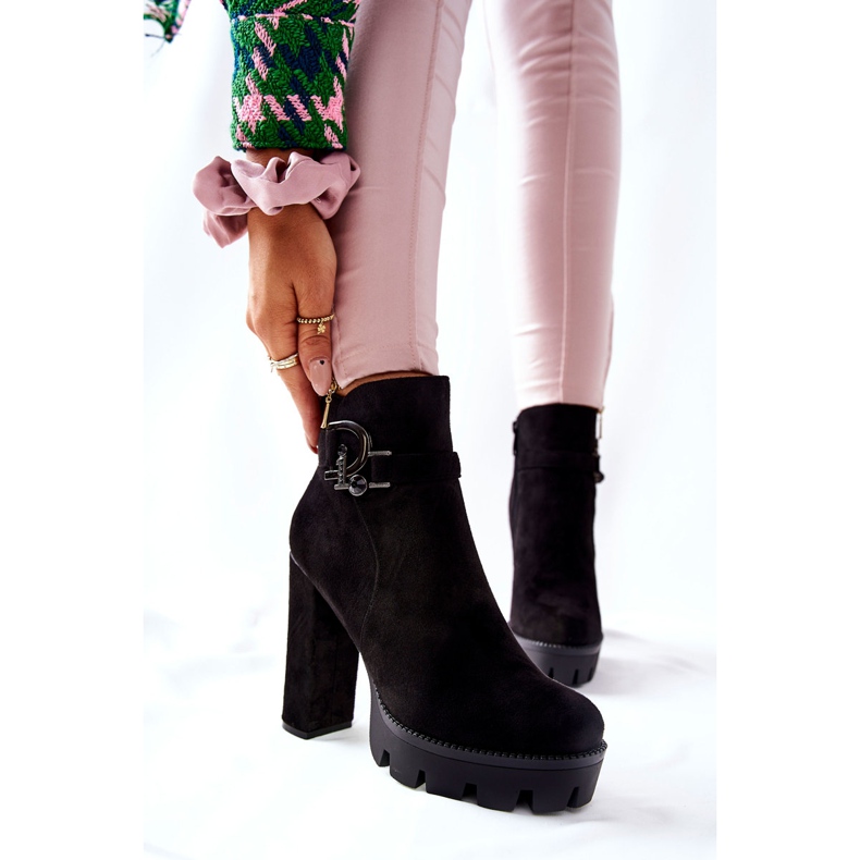 Bottines En Daim À Talons Hauts Noir Dianne le noir 2