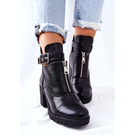 PG1 Bottes Clive noires à talons hauts avec boucle le noir 3