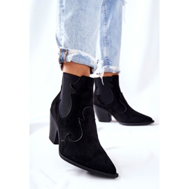 PG1 Bottes de cow-boy en daim noires Maurelle le noir 3