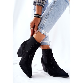 PG1 Bottes de cow-boy en daim noires Maurelle le noir 4