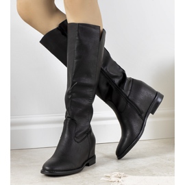 Boots noires sur le compensé Rosamonde le noir 2