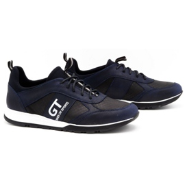 Polbut Chaussures décontractées en cuir pour hommes de sport 2111PLB, bleu marine 2