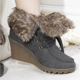 Bottines compensées grises en fourrure Callas 1