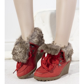 Bottines compensées rouges avec fourrure Callas 2