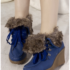 Bottines compensées bleues avec fourrure Callas 1