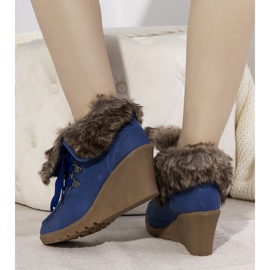 Bottines compensées bleues avec fourrure Callas 2